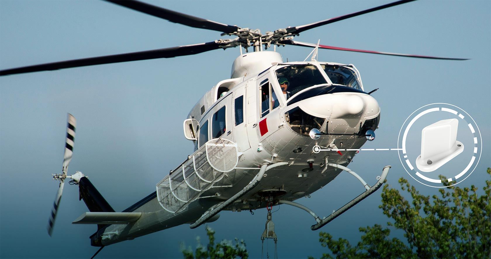 Helicopter towing with an Antcom 3B antenna